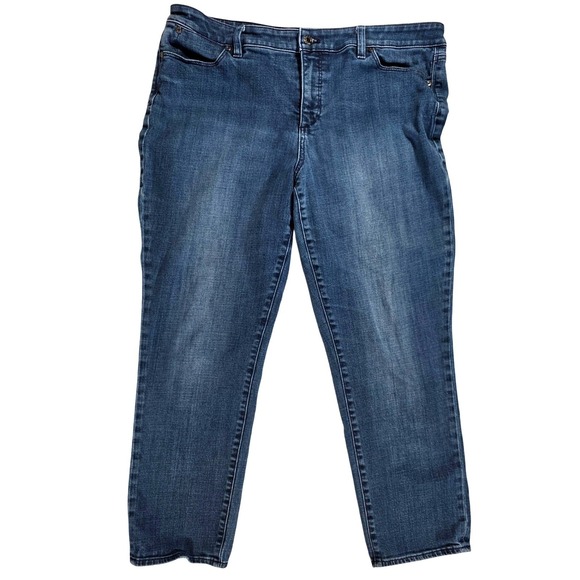 Talbots Flawless Five Pocket Straight Leg Ankle Jeans Womens 16P Blue Denim - Picture 1 of 9